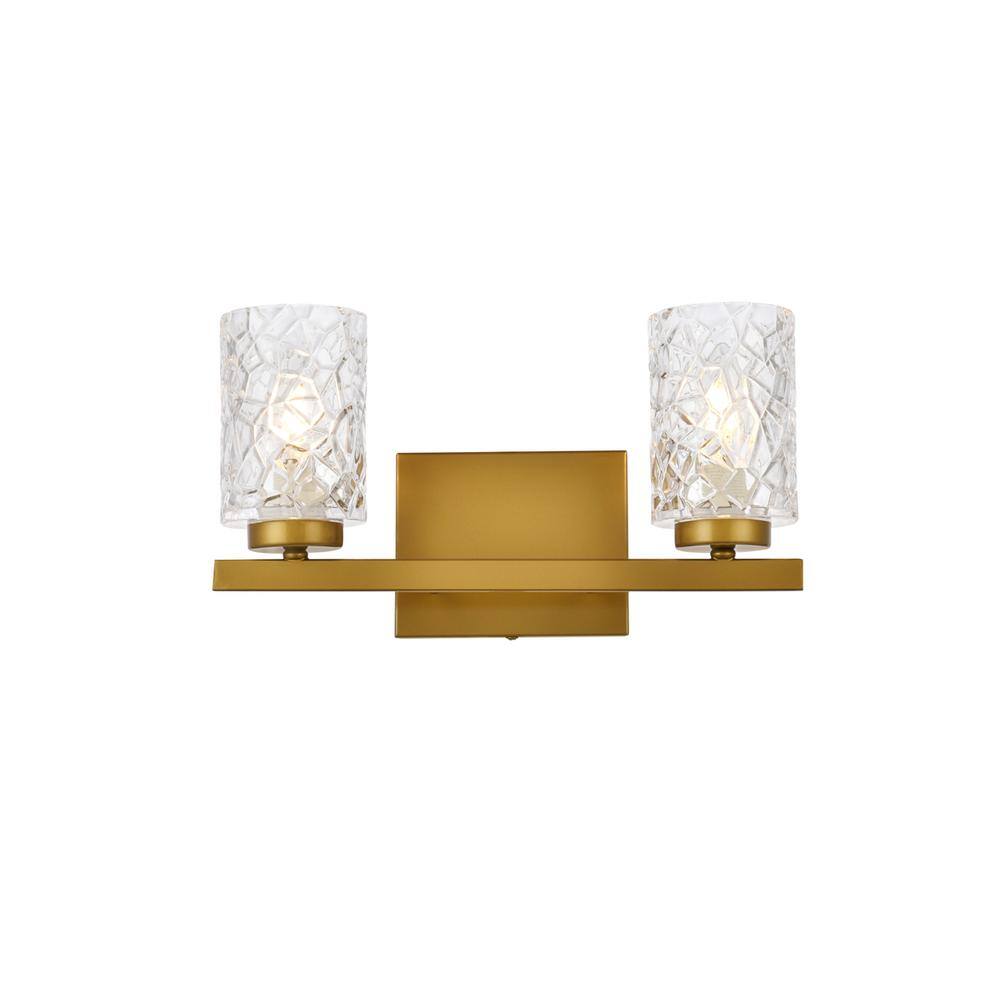Alt View 3. Living District - Cassie 2 lights bath sconce in brass with clear shade - Brass And Clear Shade.