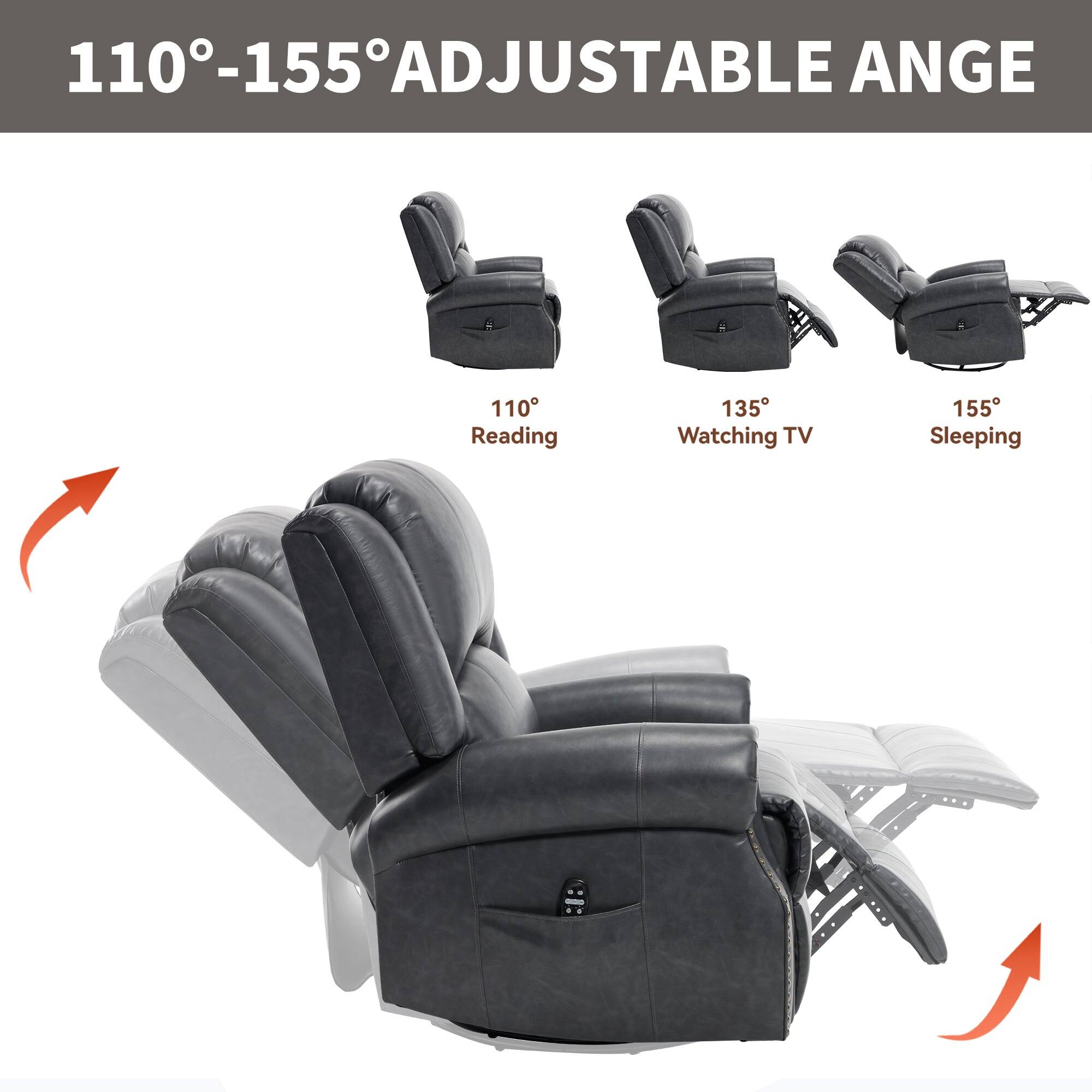 110°-155° Adjustable Angle

110° Reading  
135° Watching TV  
155° Sleeping