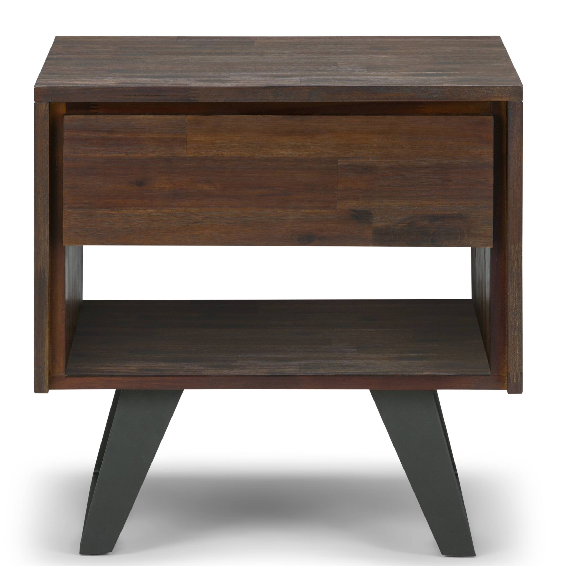 Left. Simpli Home - Lowry End Table - Distressed Charcoal Brown.