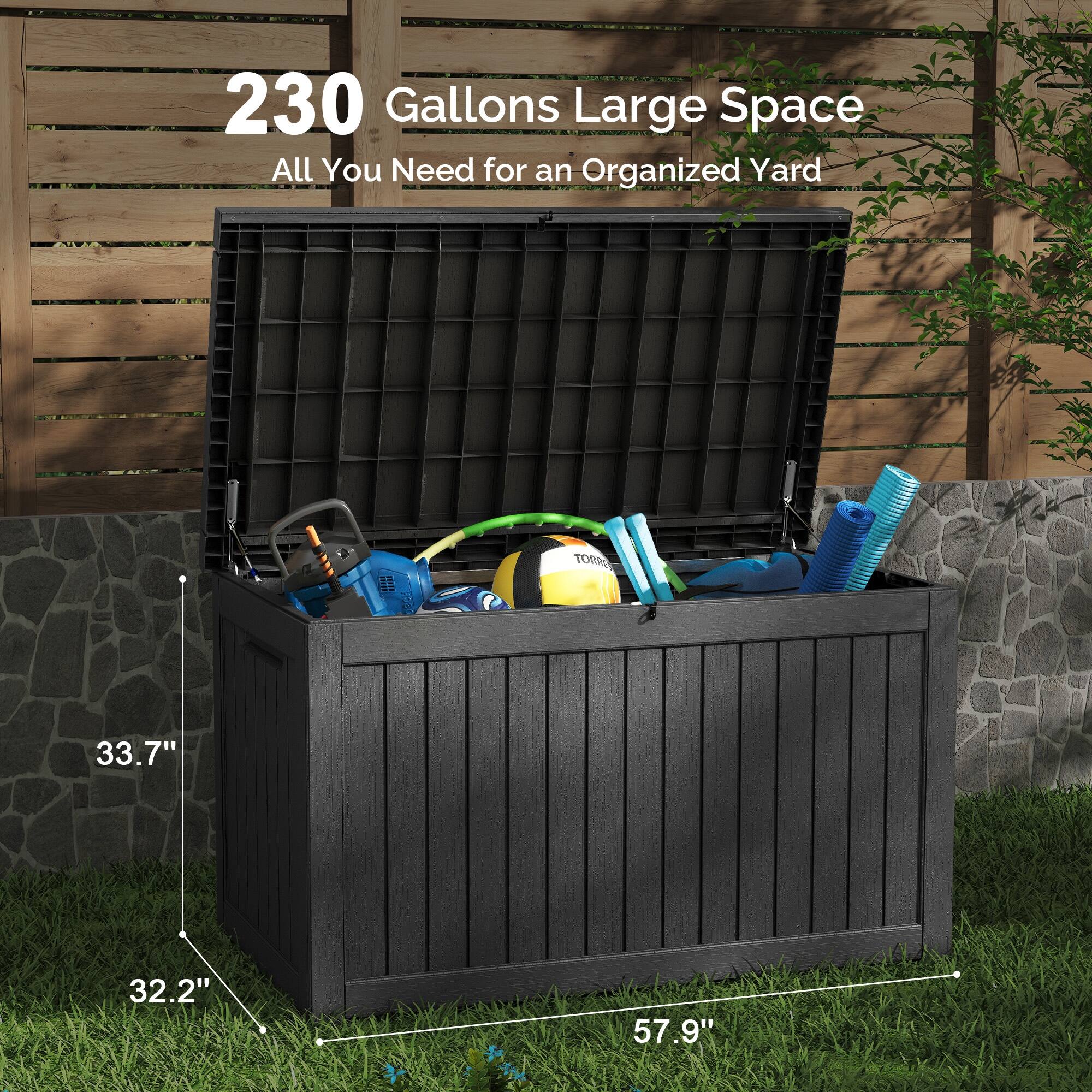 230 Gallons Large Space All You Need for an Organized Yard  
1 - TOAE  
33.7" 32.2" 57.9"