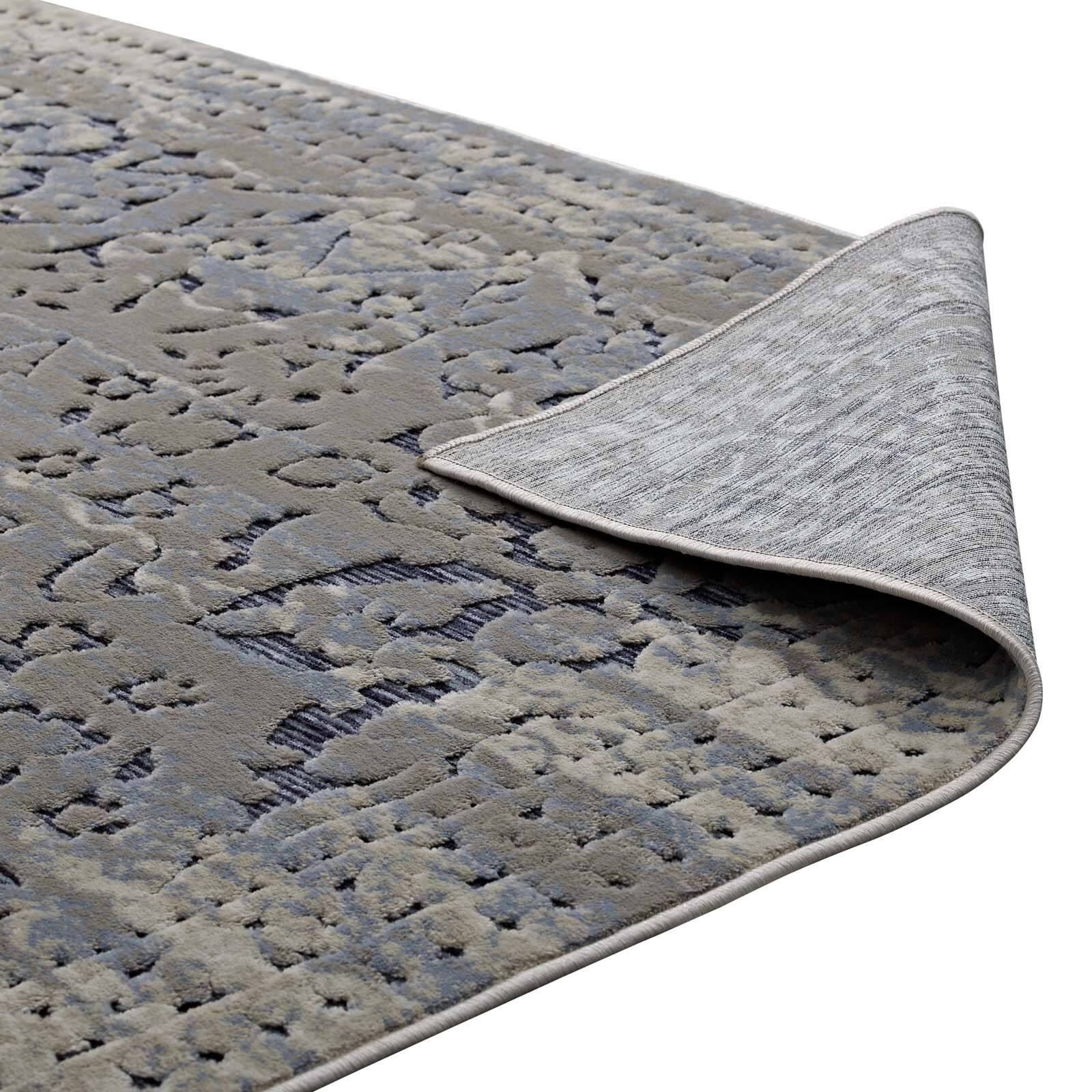Alt View 3. Modway - Margarida Distressed Vintage Turkish Area Rug - Blue and Cream.