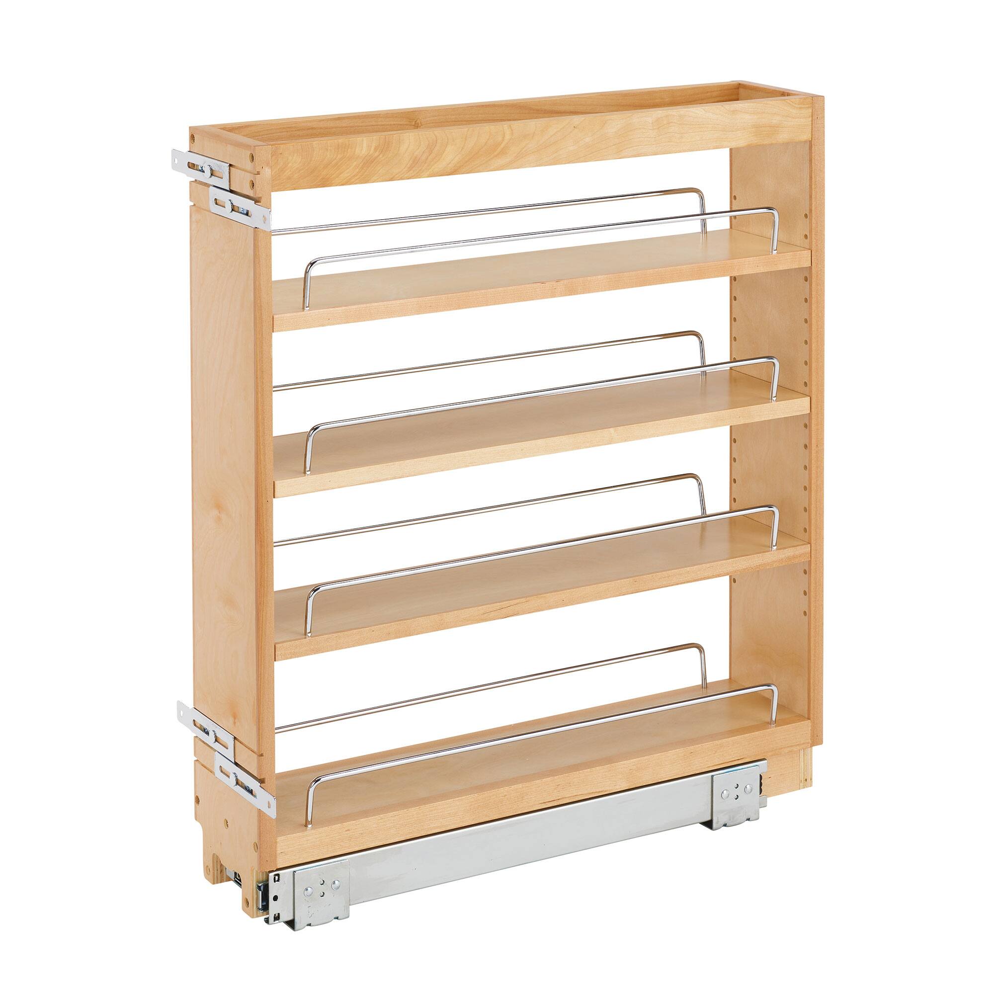 Front. Rev-A-Shelf - Rev-A-Shelf 5" Pullout Kitchen Cabinet Organizer Pantry Spice Rack, 448-BC-5C - Light Brown.