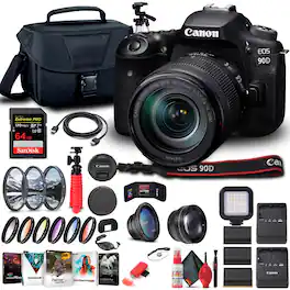 Canon - EOS 90D DSLR Camera W/ 18-135mm Lens 3616C016 - Advanced Bundle (International Version) - Black