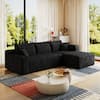 Front. Meqiodas - 95" Cloud Sectional Sofa, Comfort L Shaped Couch for Living Room,Deep Seat Corner Couch,No Assembly Required - Black.