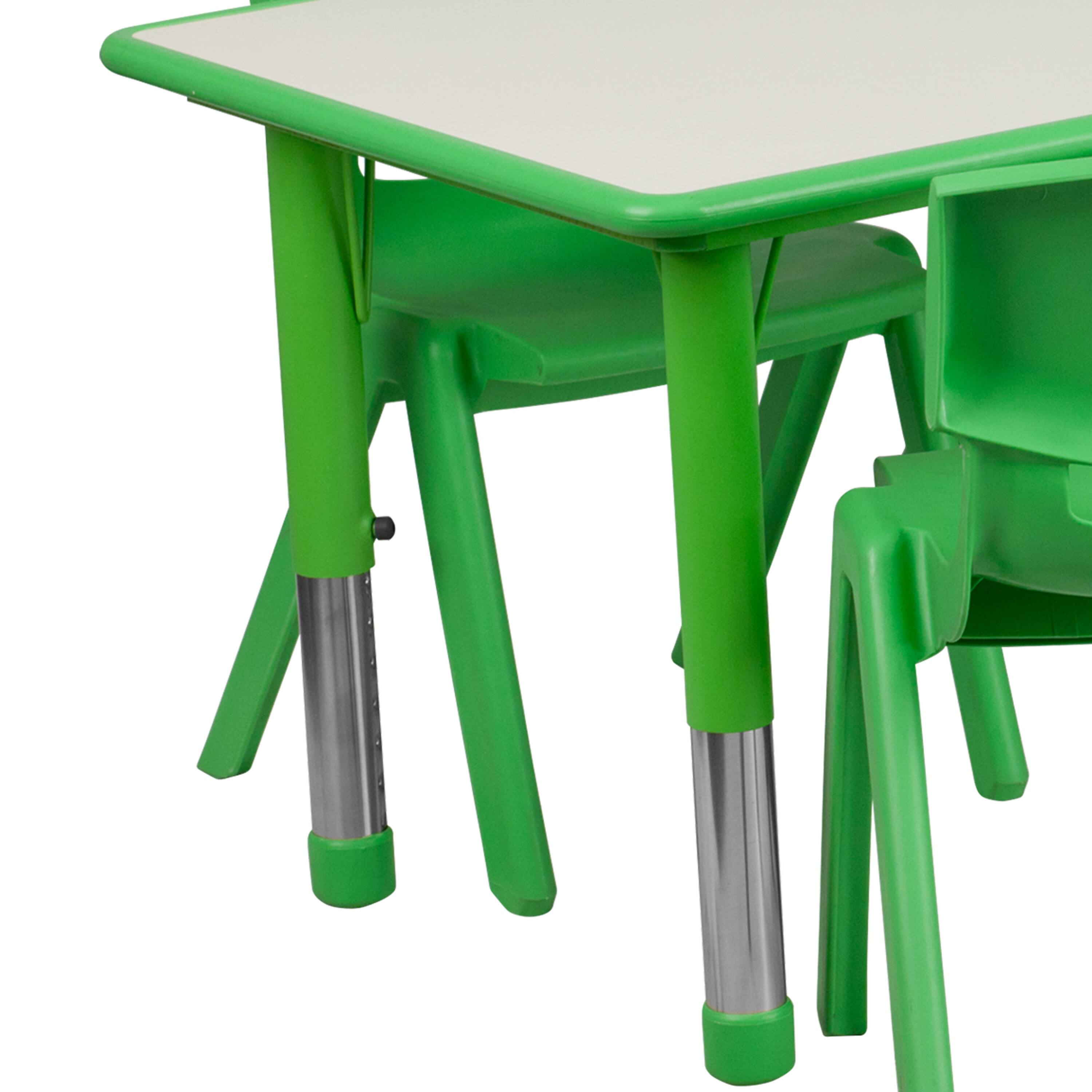 Alt View 14. Alamont Home - Emmy 23.625"W x 47.25"L Rectangular Green Plastic Activity Table Set with 6 Chairs - Green.