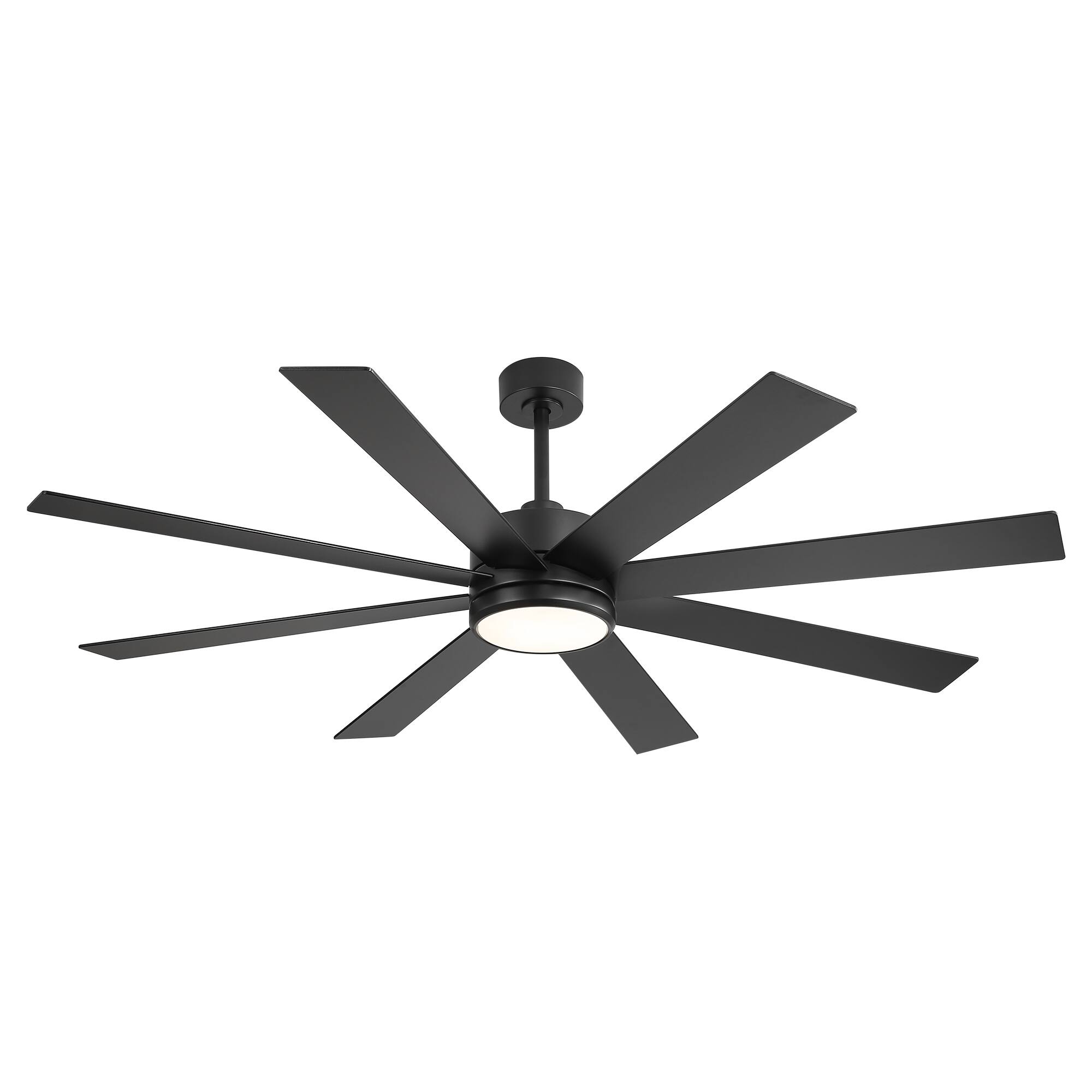 Angle. Breezary - 65-In Ceiling Fan with 8-Blade, 3-Color Light, 6-Speed DC Motor, 6''/20'' Downrods, Remote Control with Timer - Matte Black.
