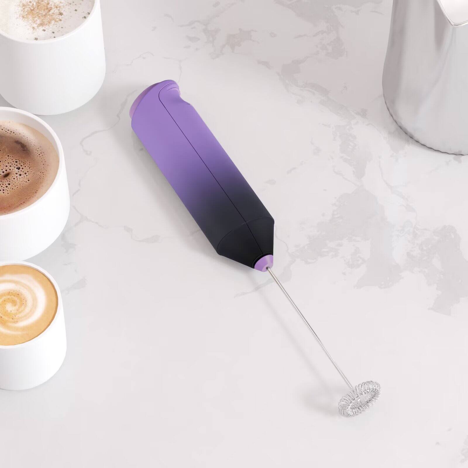 Tooloton - Handheld Milk Frother, Mini Foam Maker for Coffee, Matcha and Hot Chocolate, Stand Not Included - Black and Purple