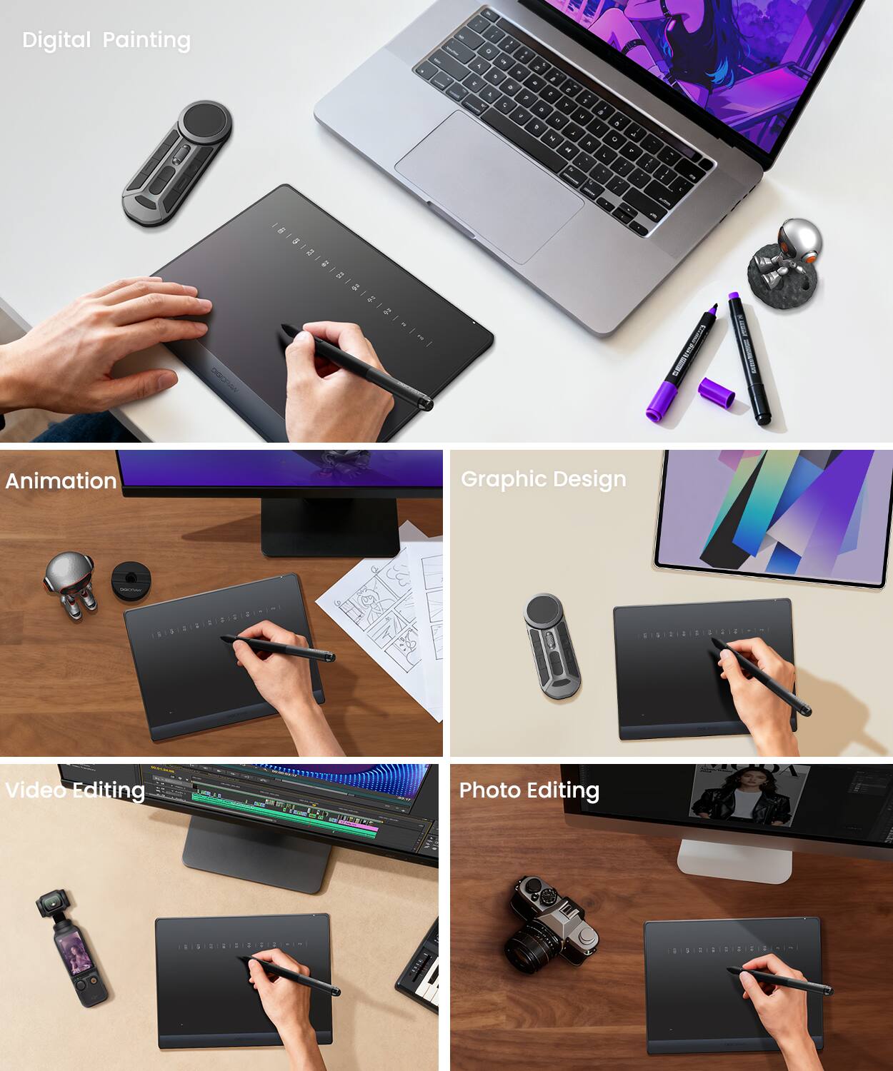 Digital Painting  
Animation  
Graphic Design  
Video Editing  
Photo Editing