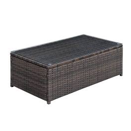 Manhattan Lane - Rectangular Faux Rattan and Aluminum Coffee Table with Glass Top - Brown