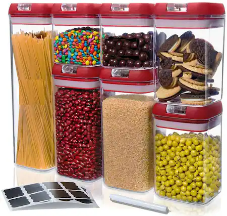 Front. Cheer Collection - Set of 7 Airtight Food Storage Containers- Heavy Duty Pantry - No Color Family.