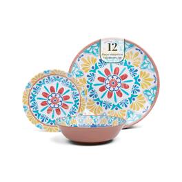 Larder & Vine - 12-Piece Viva Dinnerware Set for 4, Made from 100% BPA-Free Melamine - Mesa