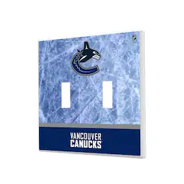 Keyscaper - Vancouver Canucks Wordmark Double Toggle Lightswitch Plate - Multicolor