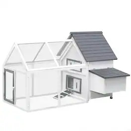 Pawhut - 65" Chicken Coop Wooden Chicken House Rabbit Hutch Poultry Cage Hen Pen Backyard with Nesting Box