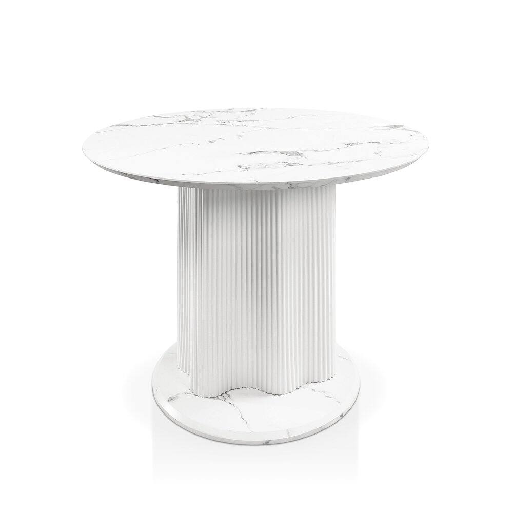 Alt View 5. Furniture of America - Elara Iron Base Pedestal Round Dining Table - White.