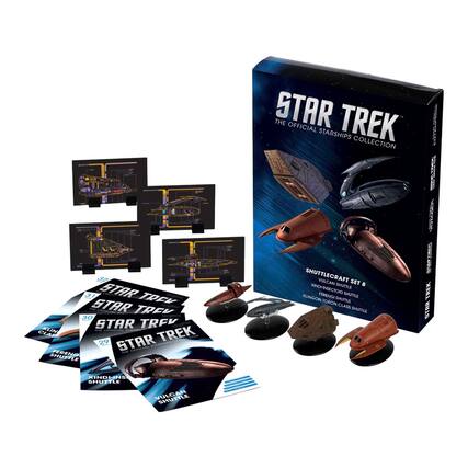 STAR TREK THE OFFICIAL STARSHIPS COLLECTION
SHUTTLECRAFT SET 8
VULCAN SHUTTLE
XINDI-INSIGNIATED SHUTTLE
KLINGON ON TORON CLASS SHUTTLE
FERENGI SHUTTLE
KUNGON
FERENGISHUTTLE
SORON
SMUTTLE CLASS SHUTTLE
VULCAN
XINDLINS SHUTTLE