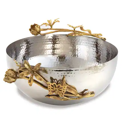 Front. Jiallo - Gold Butterfly bowl 11" dia. - Silver/Gold.