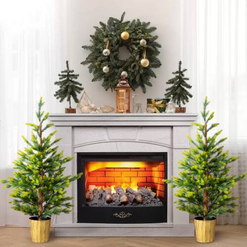 Alt View 8. Winado - 2PCS 4 FT Artificial Christmas Tree with Pot Stand, Branch for Indoor / Outdoor Holiday Party Decoration - Dual-tone Green.