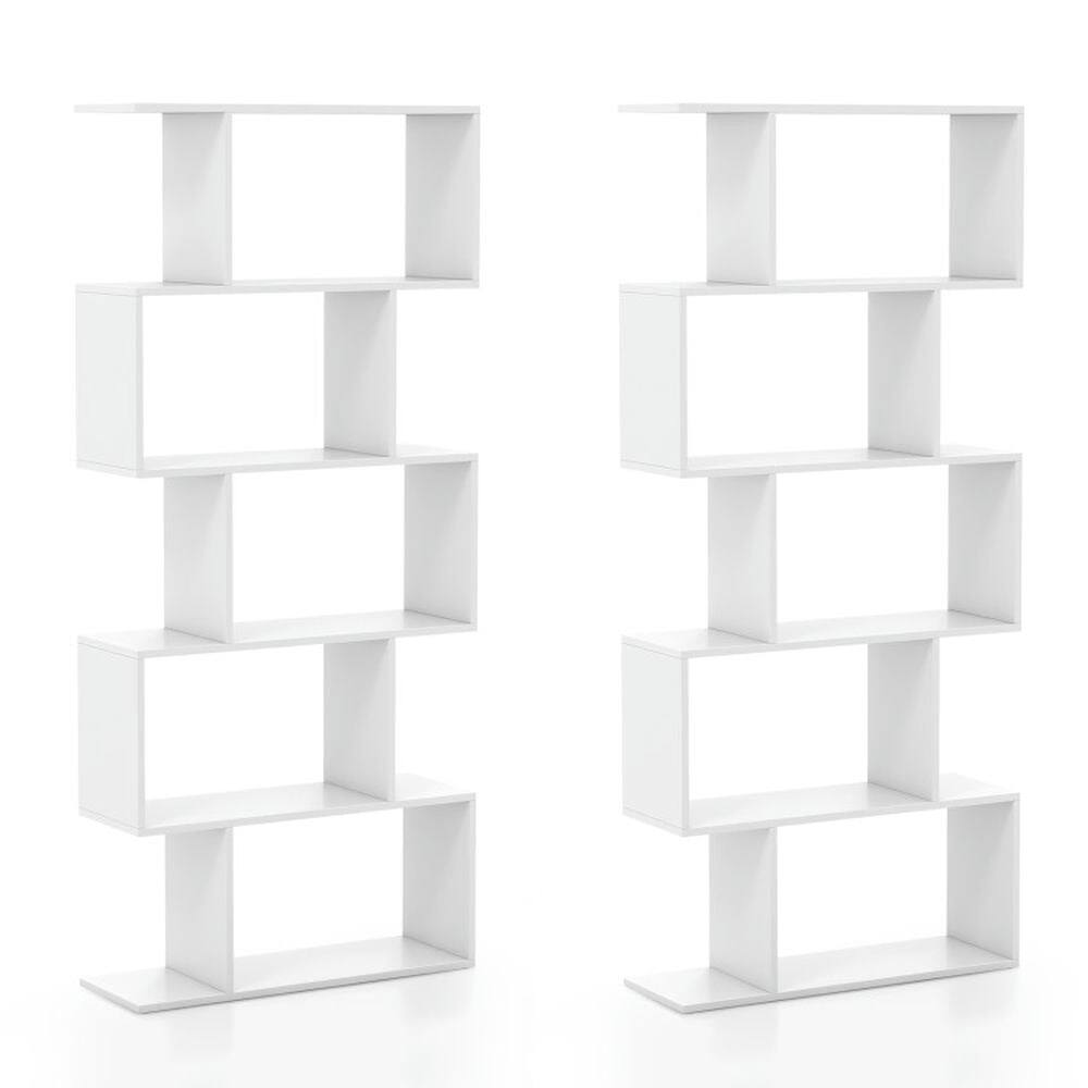 Alt View 7. Pefilos - 5-Tier Bookshelf with Anti-Toppling Device for Living Room Home Office-White, Tall Bookshelf, Shelves for Living Room - White.