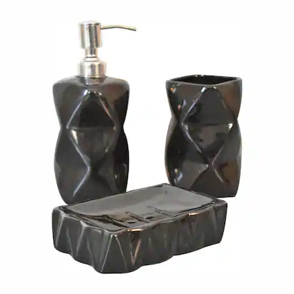 Front. Artisan Furniture - Artisan Furniture Sindri Black Bathroom Set of 3, Sindri Black - Black.