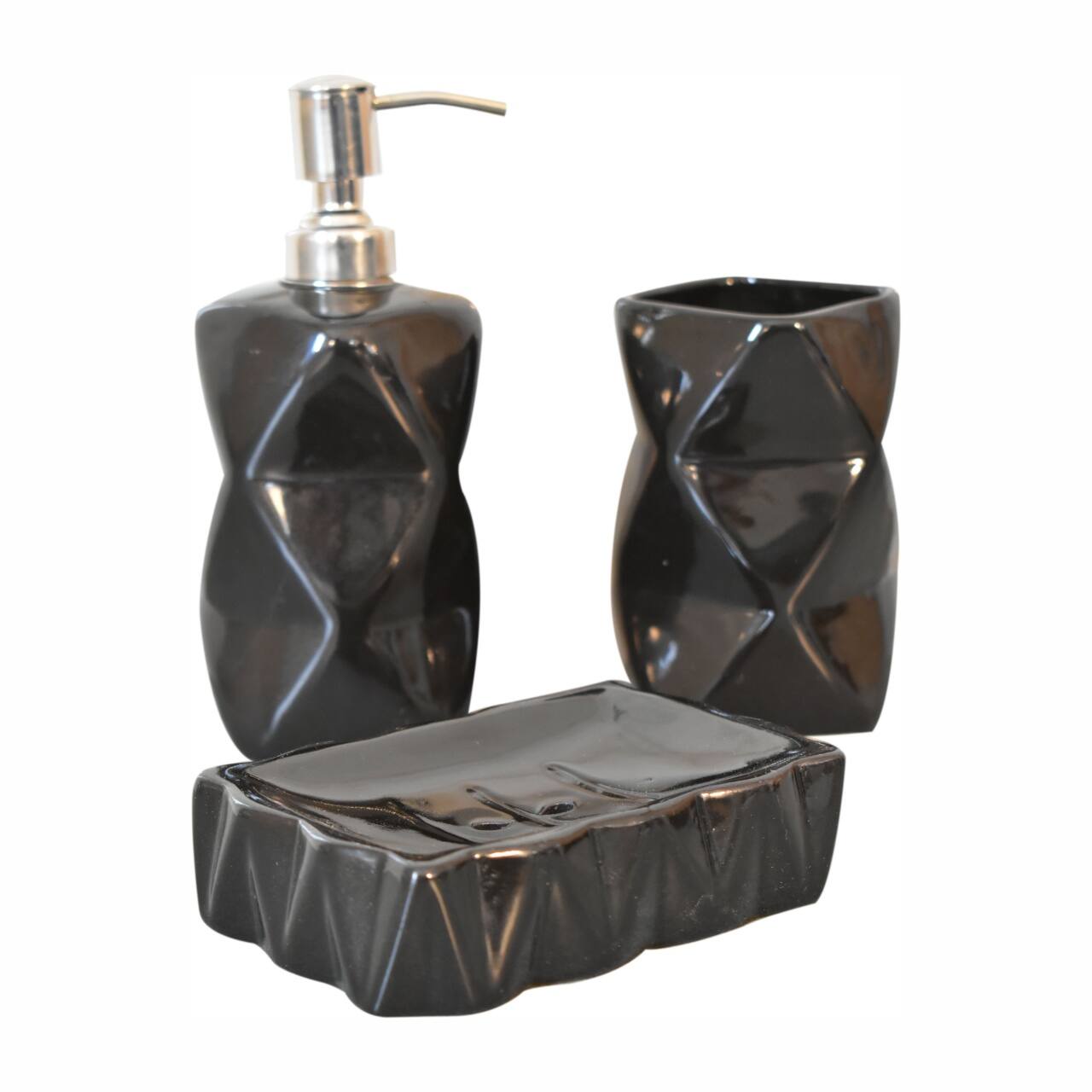 Front. Artisan Furniture - Artisan Furniture Sindri Black Bathroom Set of 3, Sindri Black - Black.