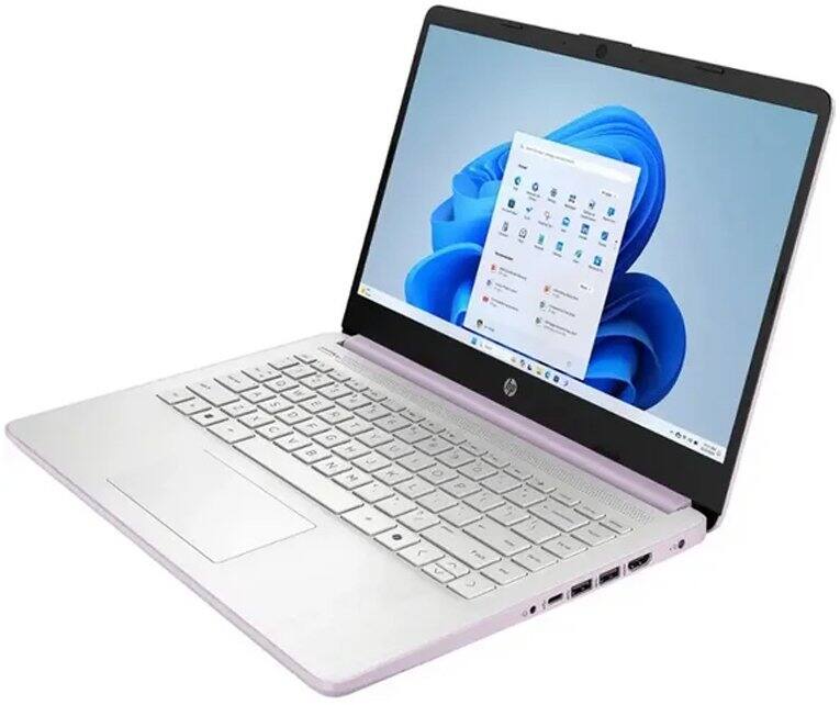 Alt View 2. HP - 14-dq6014dx 14" Intel N150 0.8 GHz up to 3.6 GHz 4GB DDR4 128GB UFS Windows 11 Home - Lavender.