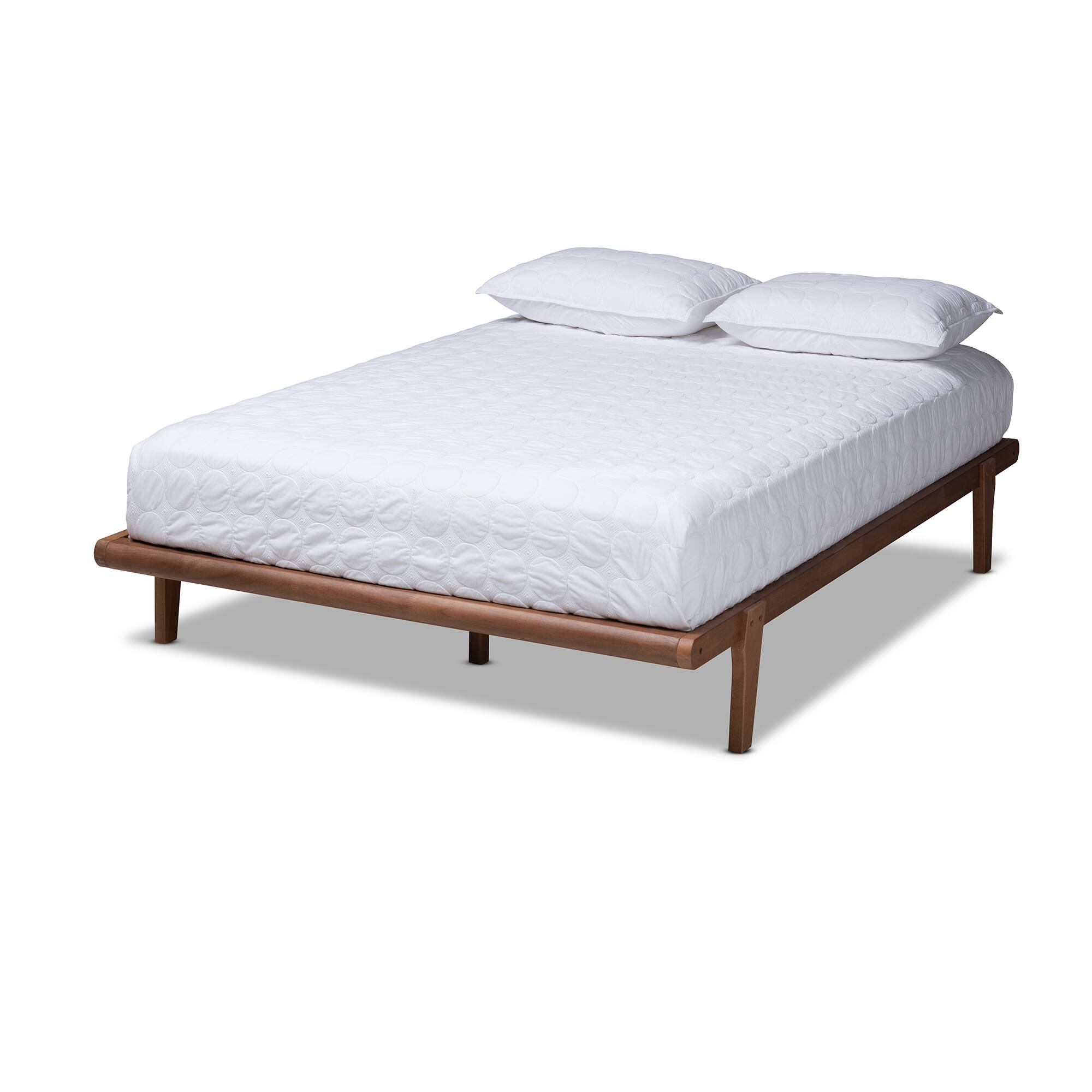 Front. Baxton Studio - Kaia Mid-Century Modern Walnut Brown Finished Wood Platform Bed Frame - Ash Walnut.