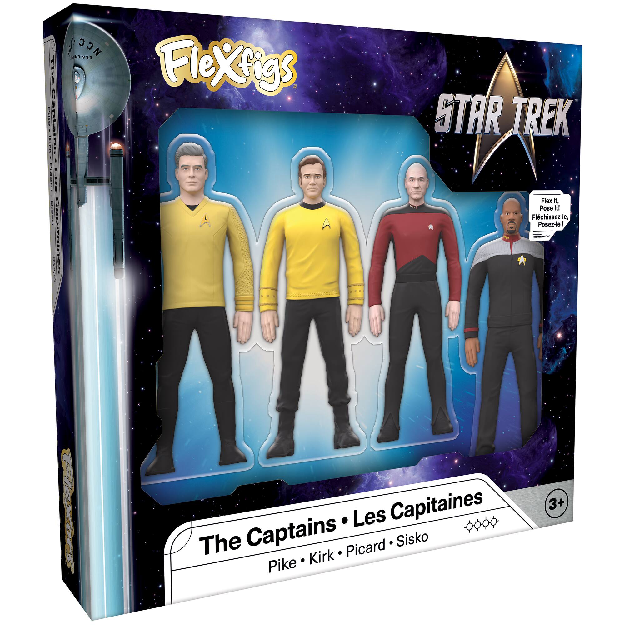 I N CON ... ThE I entaine - CORId -- miades Capitaines FleXfigs A STAR TREK Flex t Pose E Rlchissez-le, Posez-le I  L Les Capitaines The Captains Picard Sisko Pike Kirk 3+