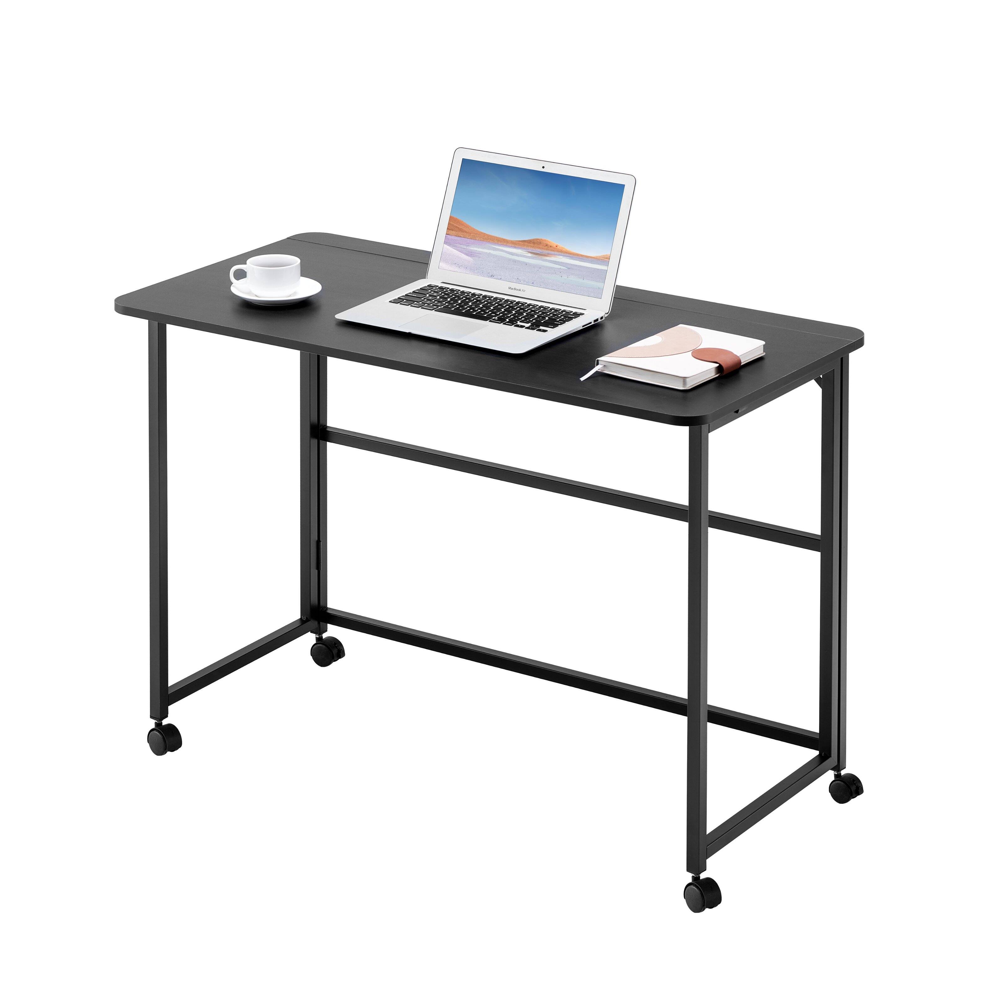 Back. APRILSOUL - Folding Desk Small Foldable Desk for Small Space 39.37 Inches Writing Computer Desk in Study Office Foldable Desk Black - Black.