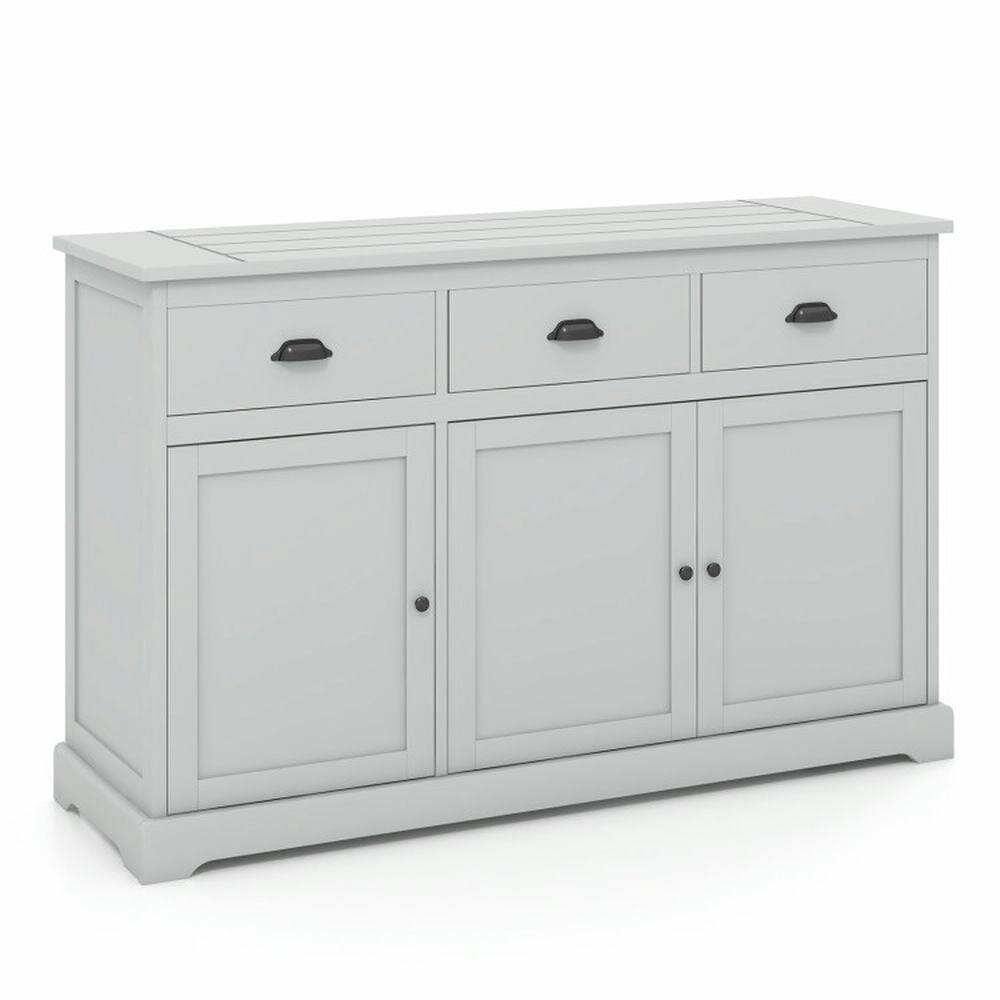 Alt View 1. Pefilos - Kitchen Storage Cabinet, Buffet Sideboard, 3 Drawers Sideboard Buffet Storage with Adjustable Shelves, for Dining Room - Gray.