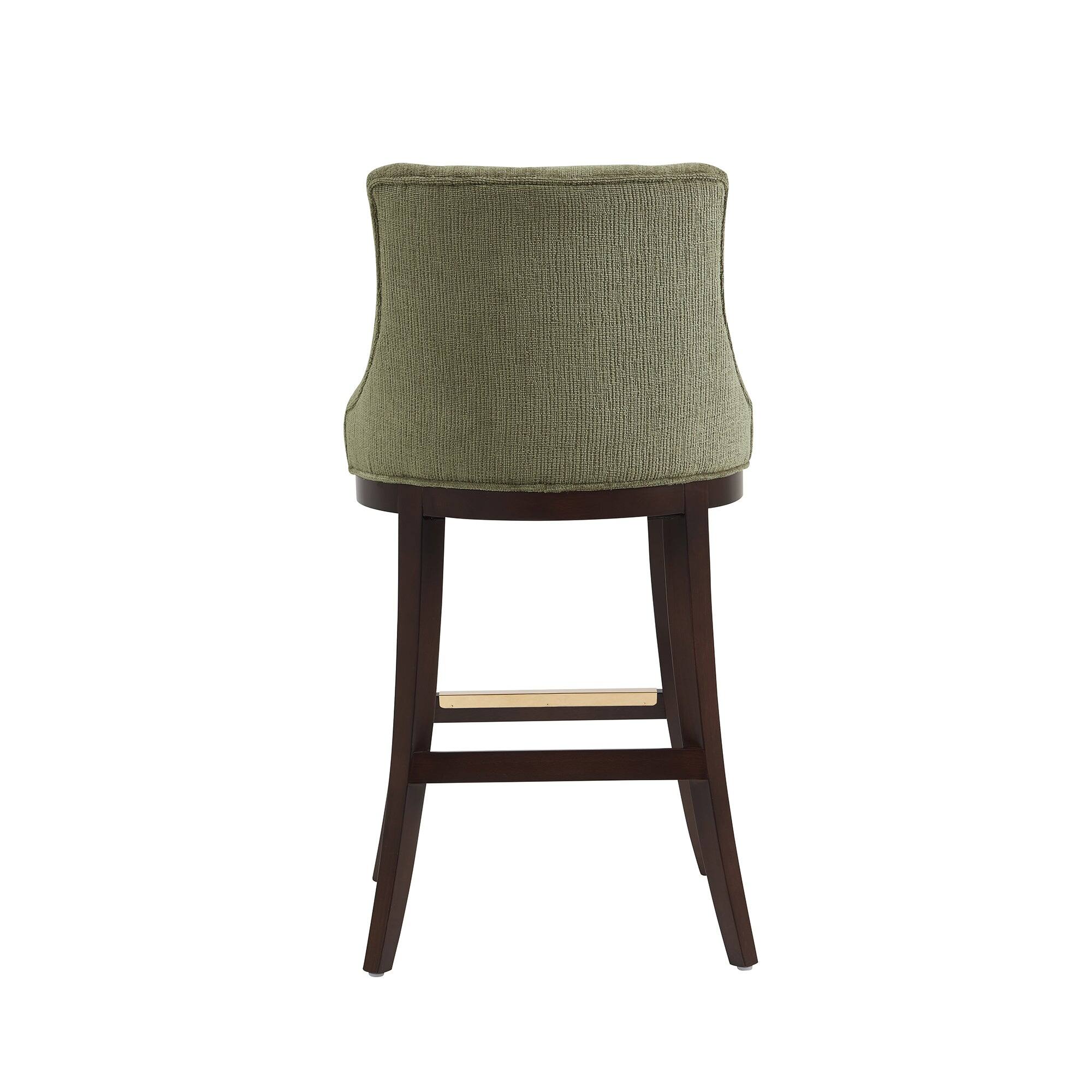 Alt View 4. Manhattan Comfort - Lucia Modern Wood Upholstered Chenille Barstool - Set of 2 - Leaf Green.