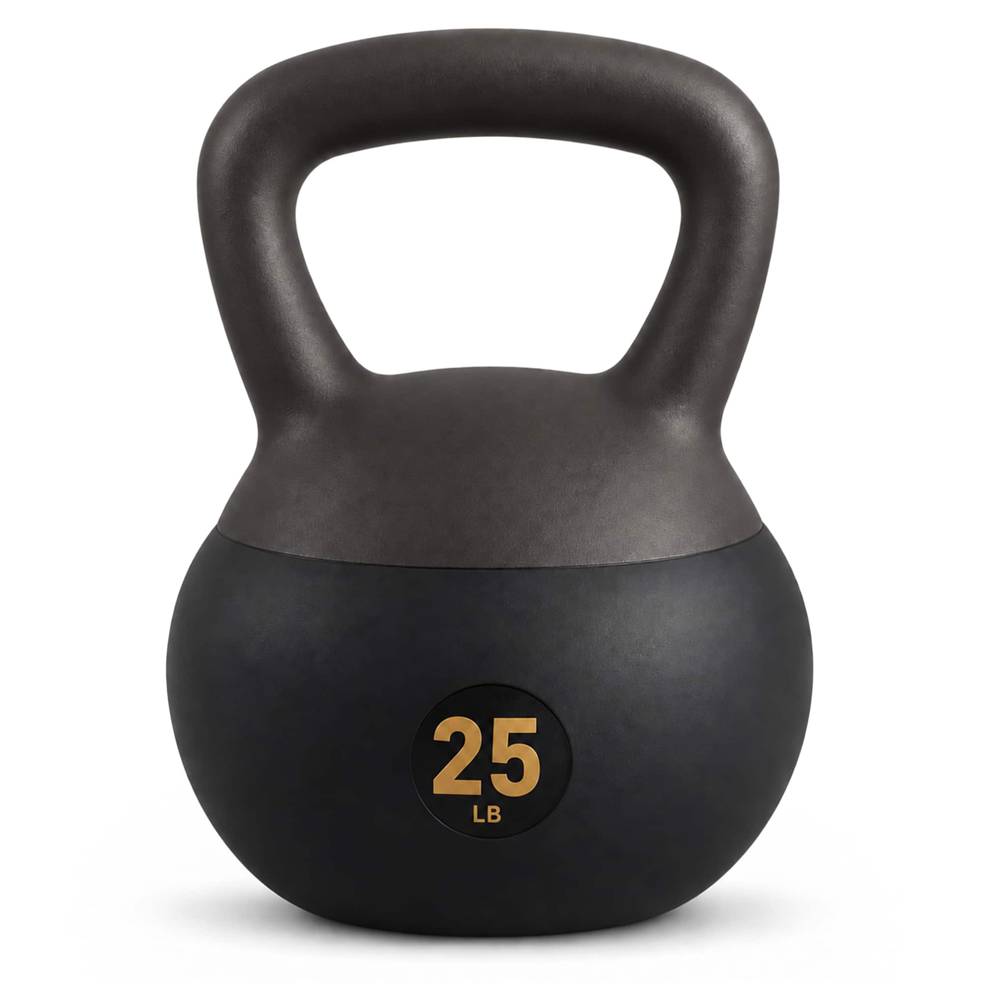 Fitvids - Soft Kettlebell Ergonomic Grip, Iron & Sand Filled, 25 Pounds - Black