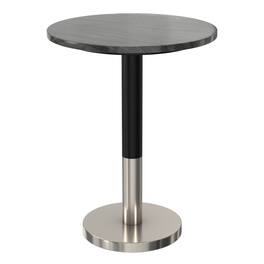 Simpli Home - Evans 16 inch Wide Modern Side Table Genuine Marble and /Silver Iron - Black