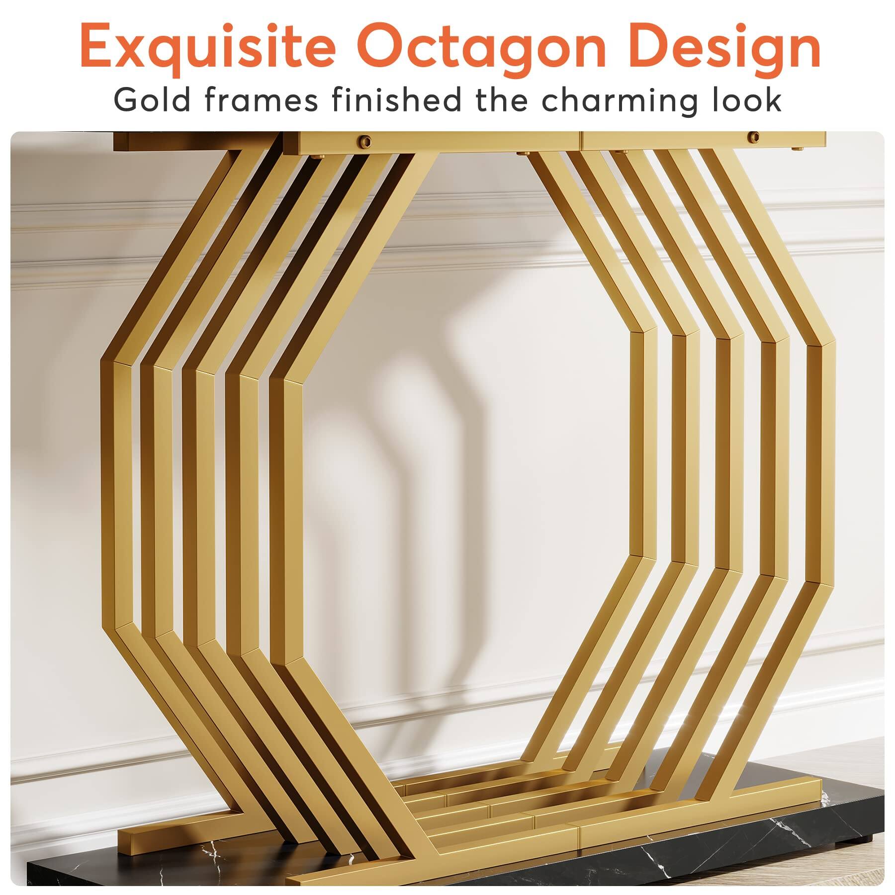 Exquisite Octagon Design  
Gold frames finished the charming look