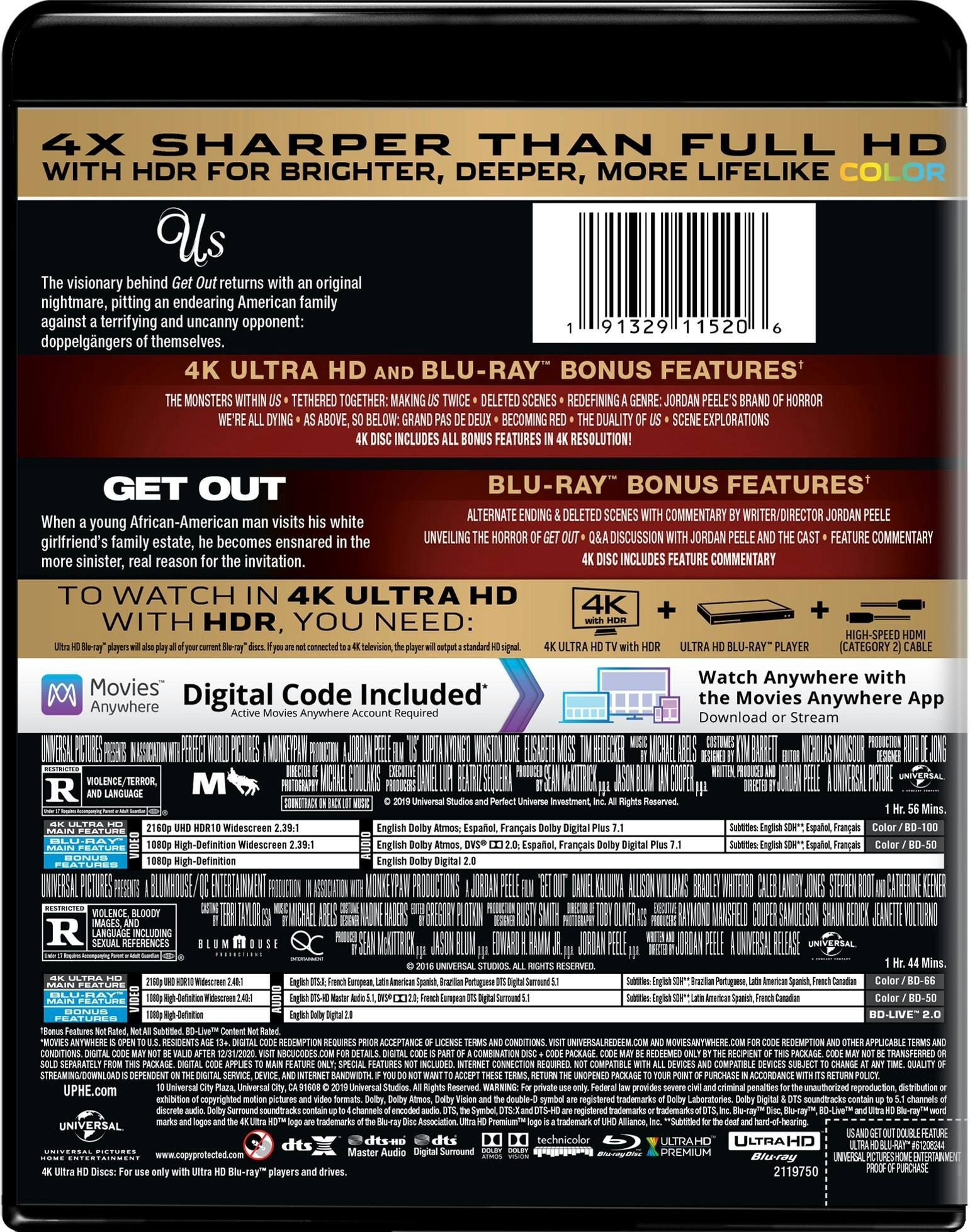 Angle. Us / Get Out   - 4K Blu-Ray.