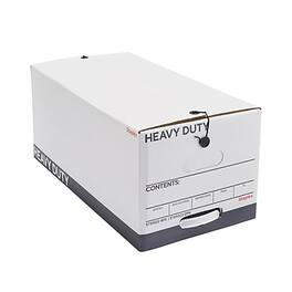 Staples - Heavy Duty File Box, String and Button Lid, Letter, 4/Pack (TR59222) - White/Gray