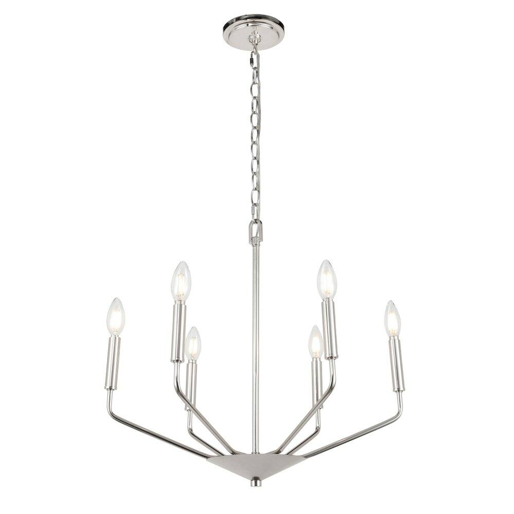 Alt View 2. Living District - Enzo 6 Light Chrome Pendant - Chrome.