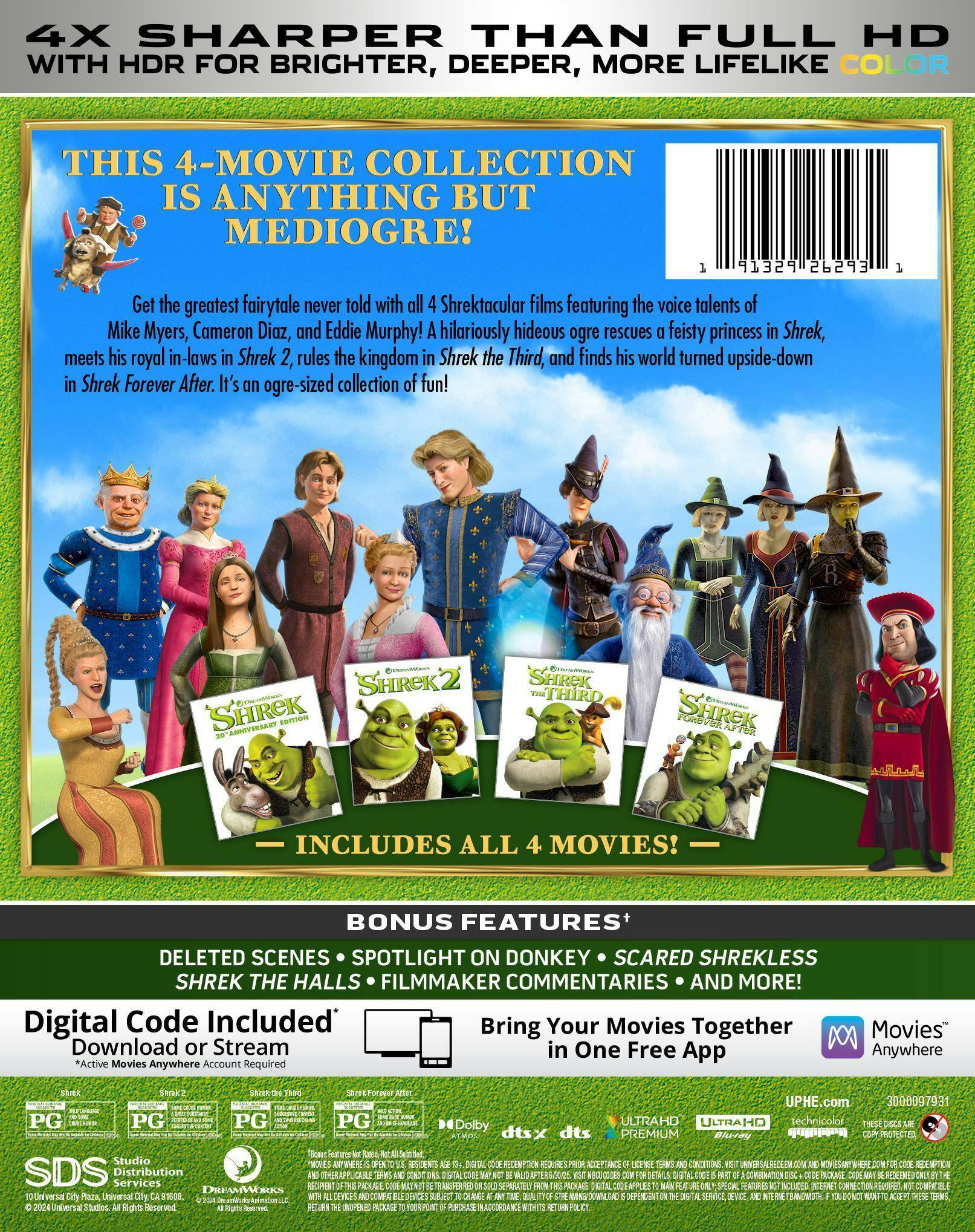 Back. Shrek 4-Movie Collection - 4K Ultra HD + Digital (4K Ultra HD) [UHD].