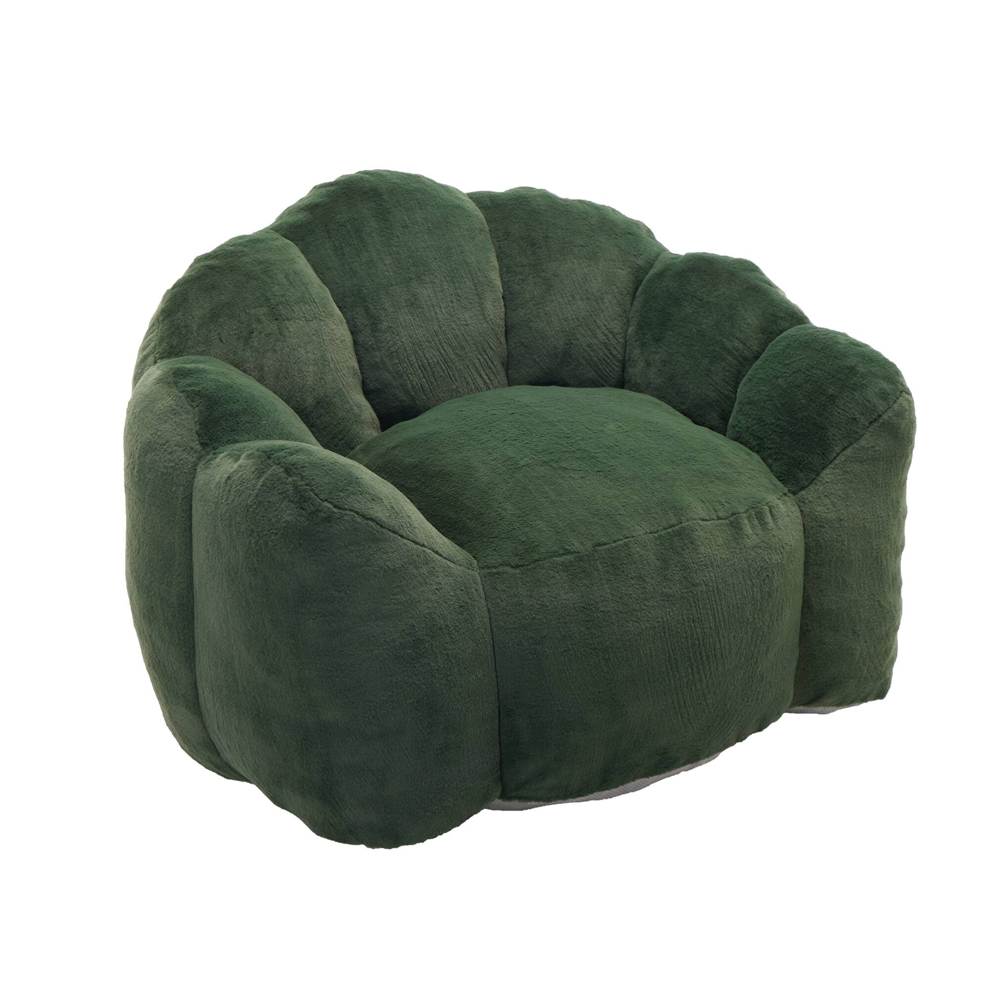Alt View 8. GOODSILO - Lotus Style Compression Sofa Bean Bag Chair with Pull Ring for Easy Mobility and No Assembly Required - Green.