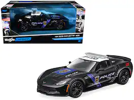 2015 Chevrolet Corvette Z06 "Police" Black with Blue Stripes & White "Maisto Design Authority" 1/24 Model Car by Maisto