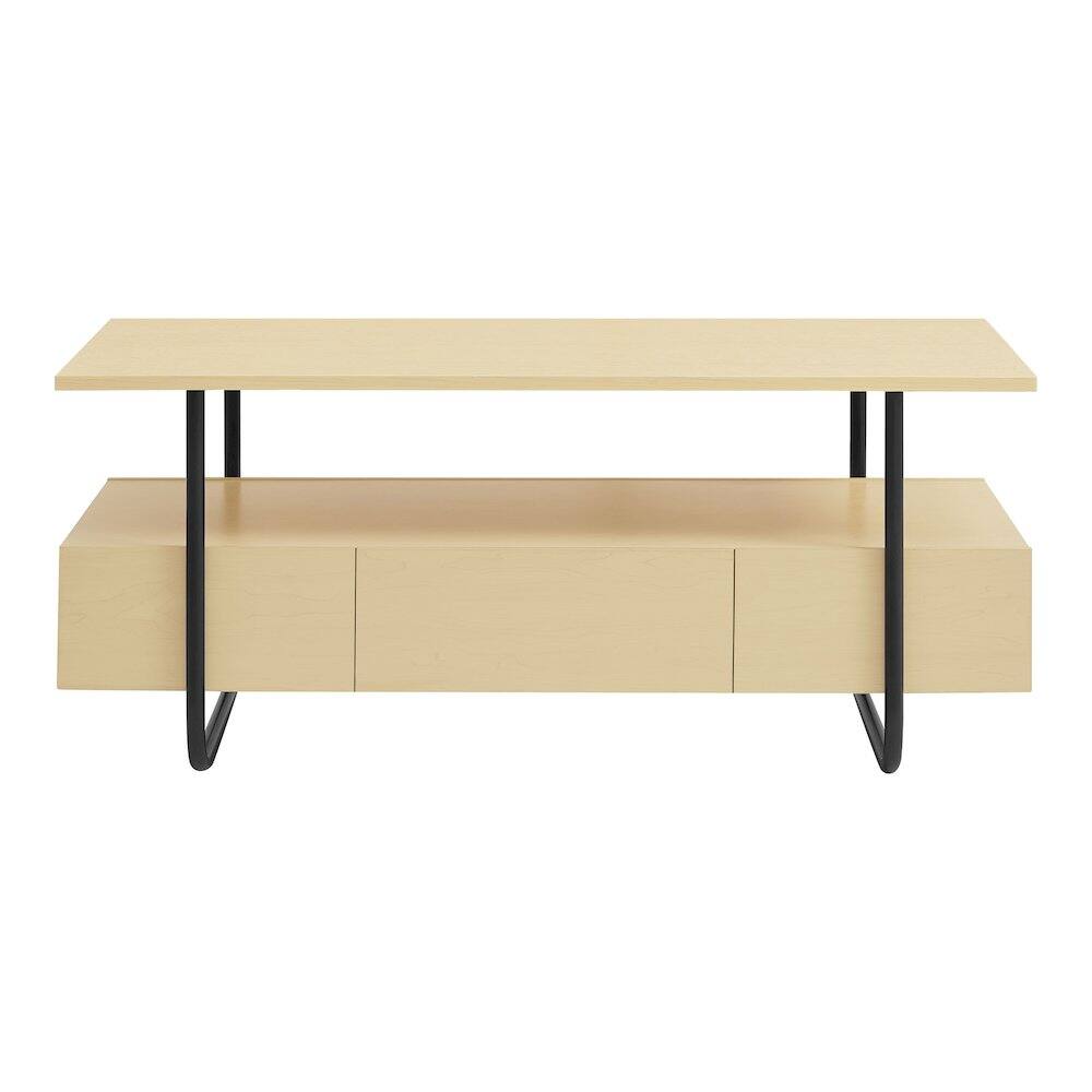 Angle. Furniture of America - Parte Wood Storage Coffee Table in Light Maple - Brown.