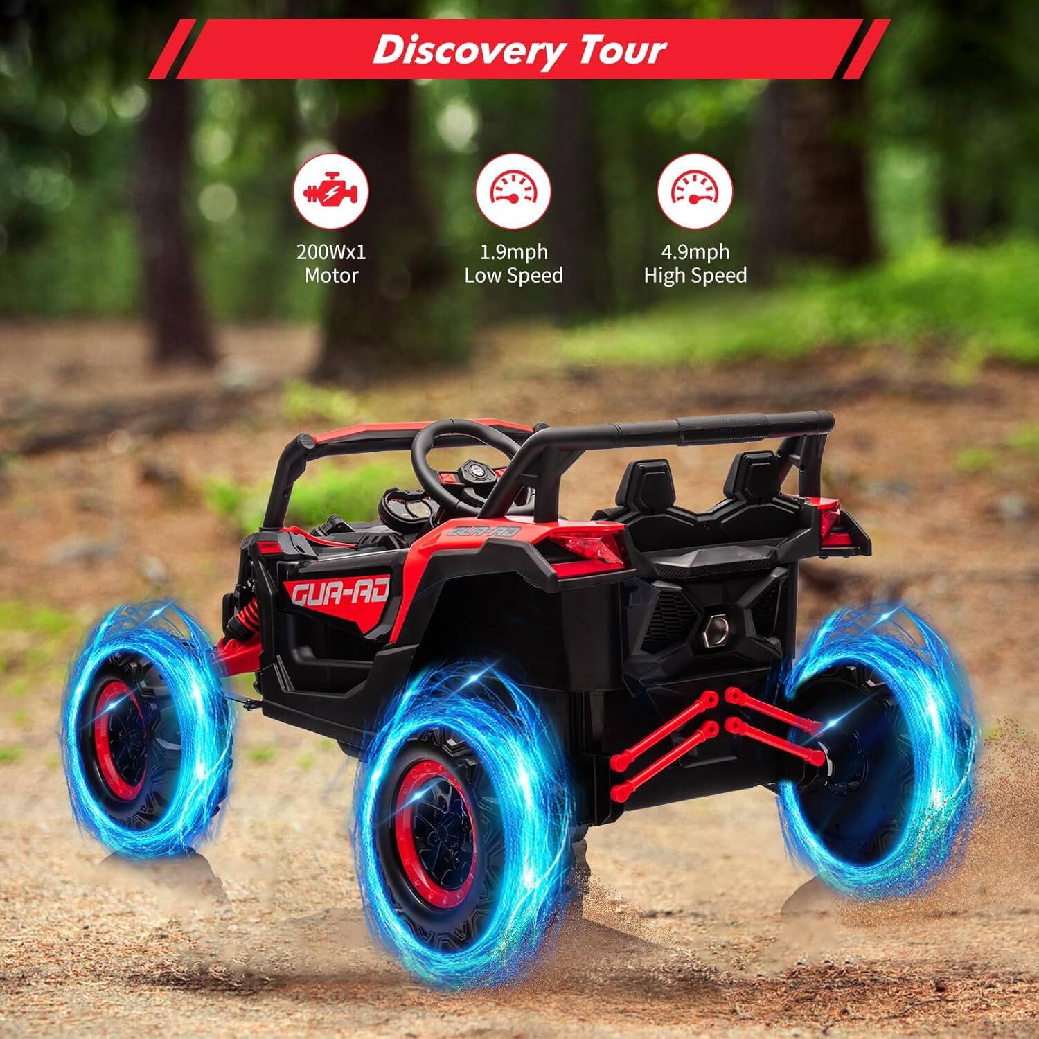 Discovery Tour

200Wx1 Motor

1.9mph Low Speed

4.9mph High Speed

GUA-AT