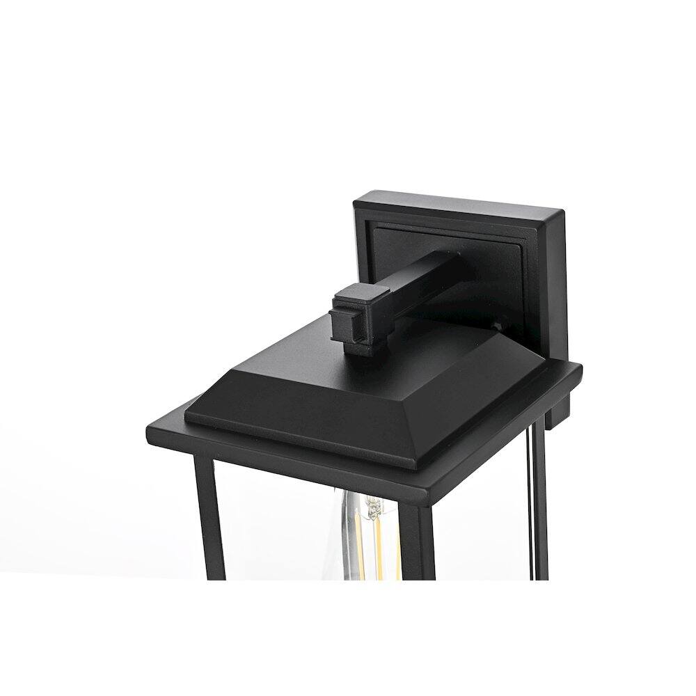 Back. Elegant Lighting - Araceli 10 inch Outdoor Wall sconce in Black - Black And Clear.