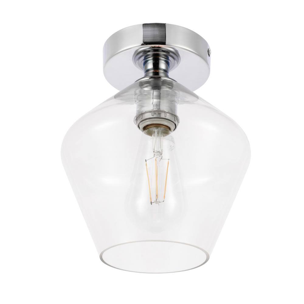 Alt View 2. Living District - Gene 1 light Chrome and Clear glass Flush mount - Chrome And Clear Glass.