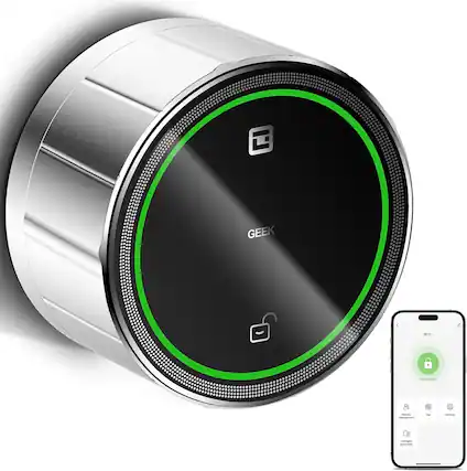 Front. Wrightmaster - 2-in-1 Aluminum Smart Deadbolt with Auto-Lock & App Control, GeekTale Approach Unlock - Silver.