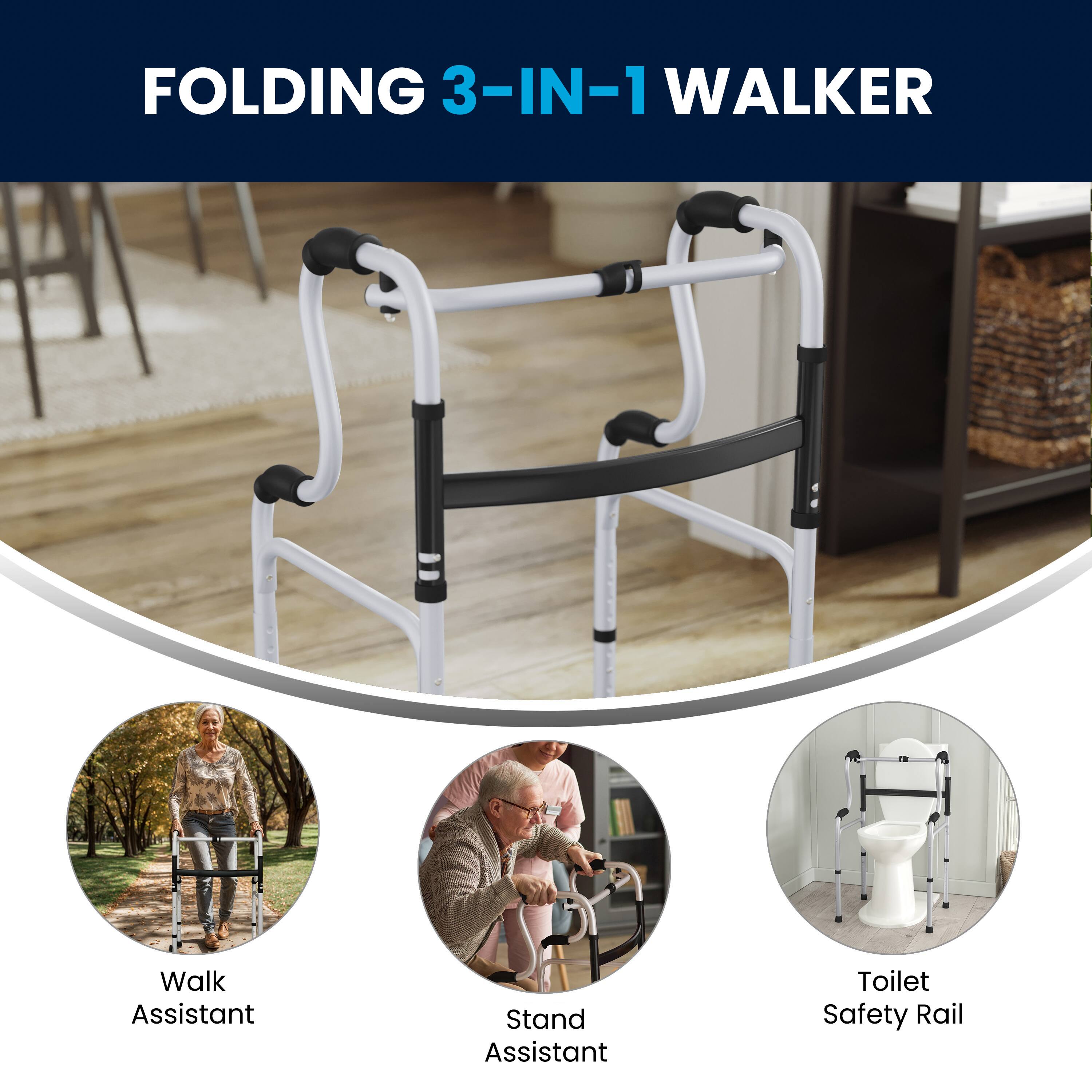 FOLDING 3-IN-1 WALKER

Walk Assistant  
Stand Assistant  
Toilet Safety Rail