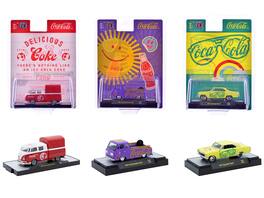 "Coca-Cola" Set of 3 pieces Release 53 Limited Edition to 10000 pieces Worldwide 1/64 Diecast Model Cars by M2 Machines - Multicolor