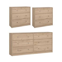 Tvilum - 3-Piece Bedroom Set - 6 Drawer Double Dresser And Chest Set Of 2 - Brown