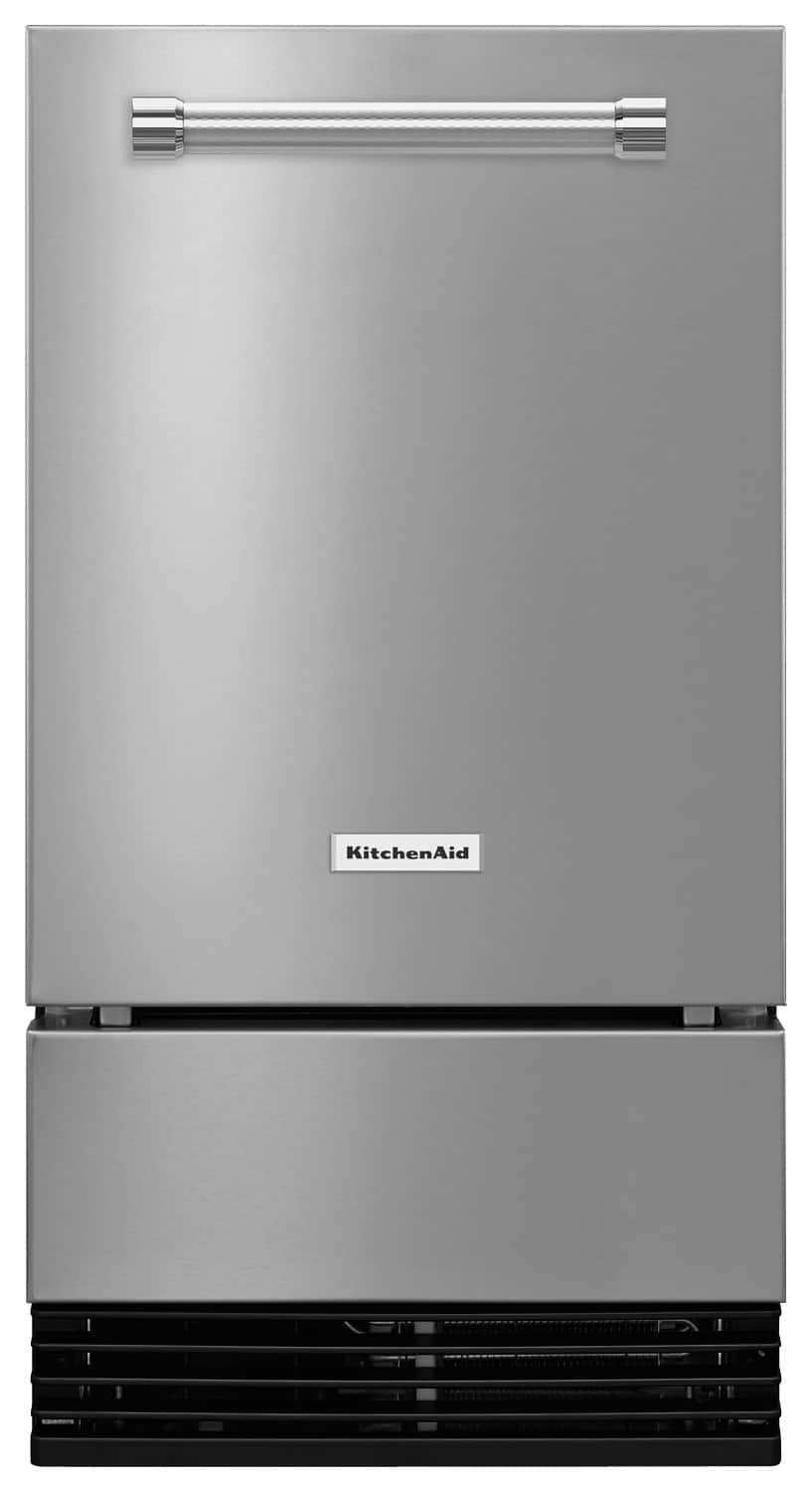 KitchenAid - 18" 50-Lb. Built-In Icemaker - Stainless Steel - Larger Front