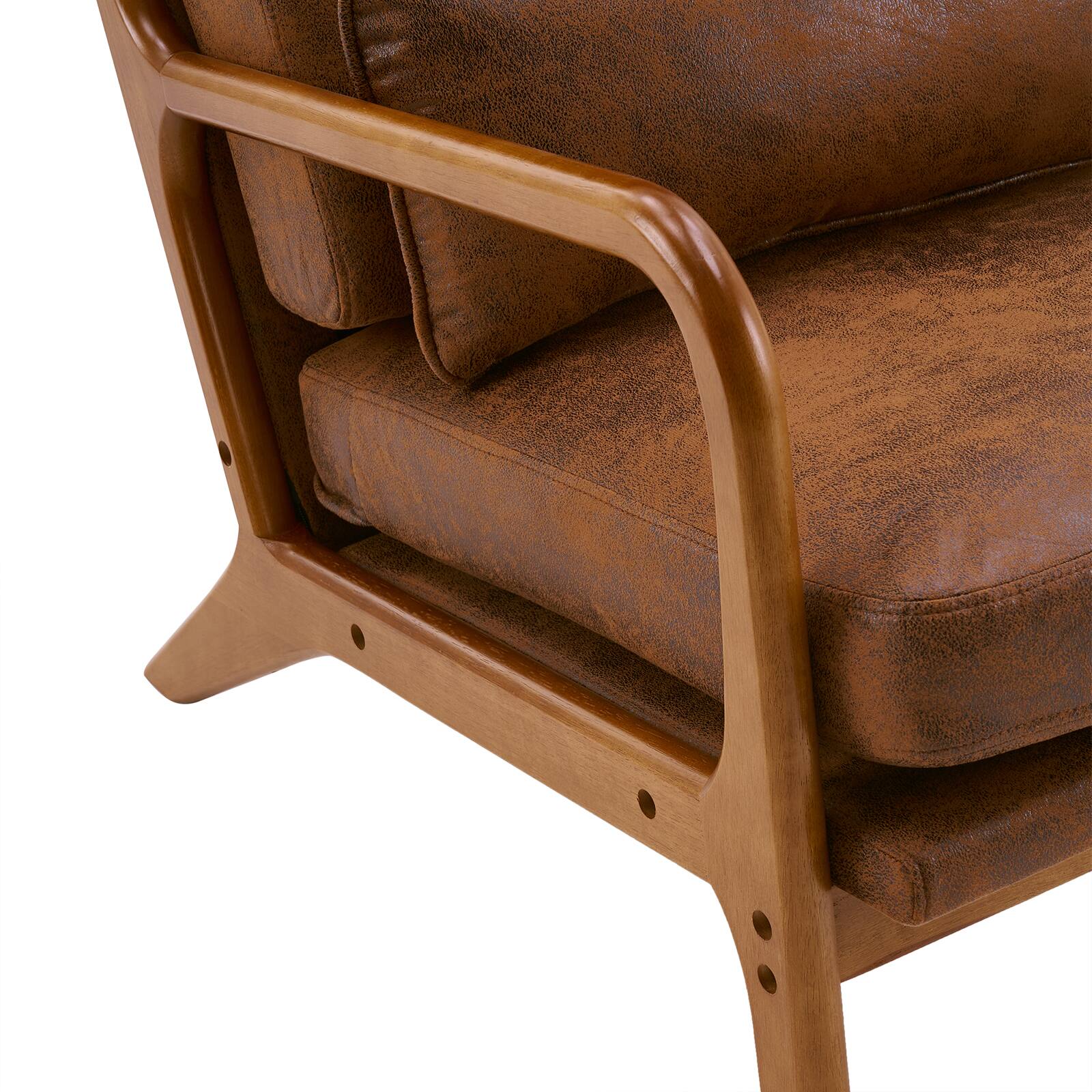 Alt View 4. SlickBlue - Armrest & Backrest Indoor Leisure Chair Comfortable Upholstered Lounge Chair for Home - Brown.