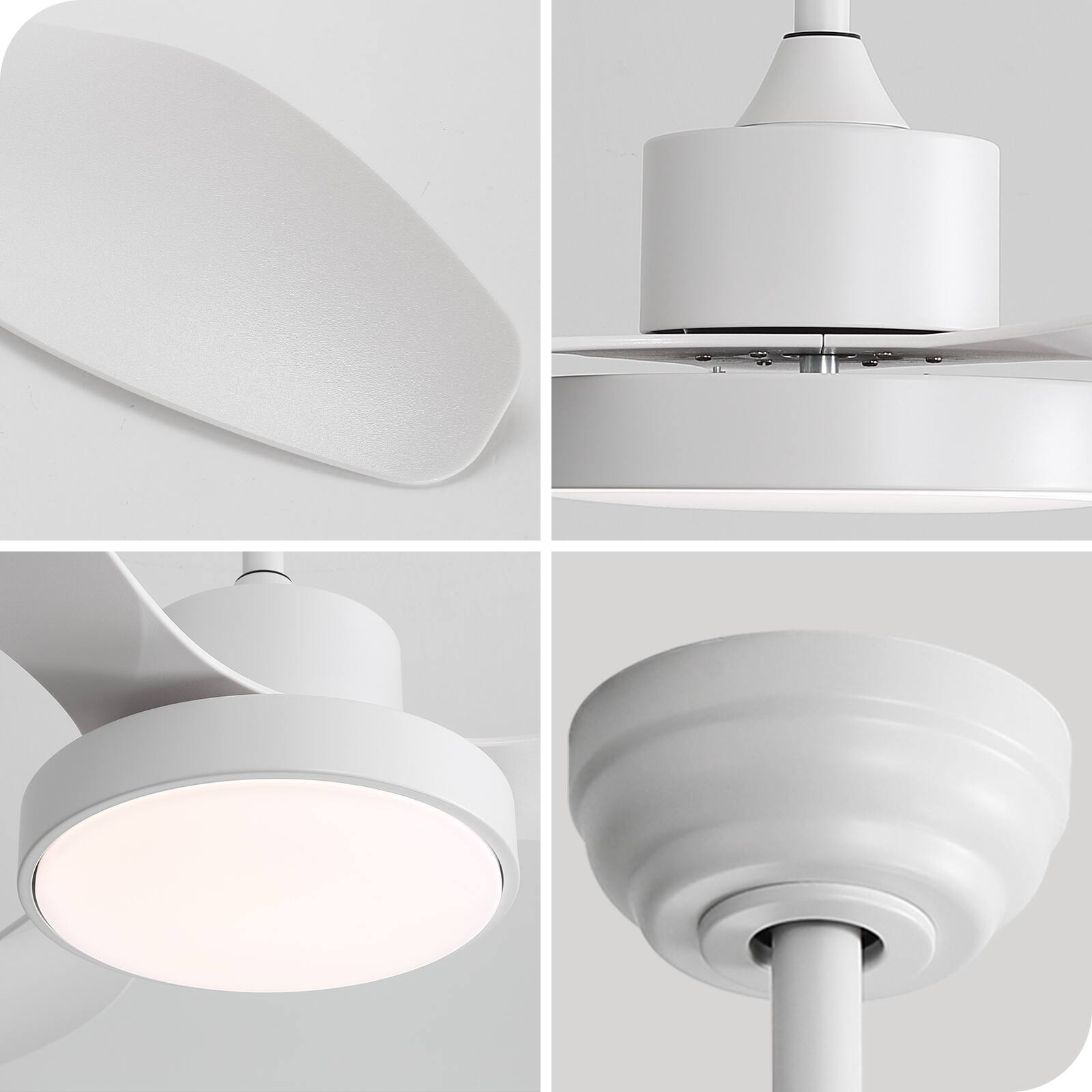 Angle. Sofucor - 47 Inch Ceiling Fans with Lights & Remote 6-Speeds Noiseless Reversible DC Motor 3CCT for Outdoor Indoor Farmhouse Patio - White.